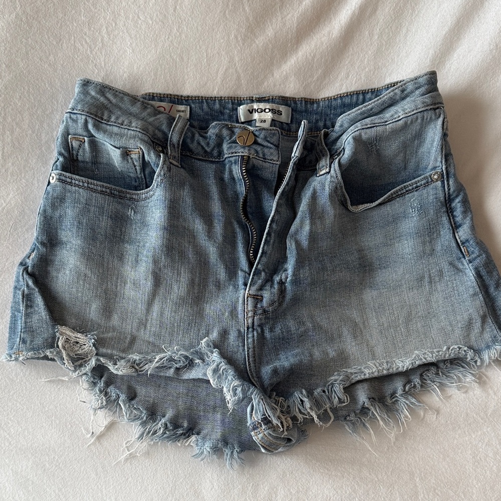 Vigoss Women's Light Blue Frayed Jean Shorts